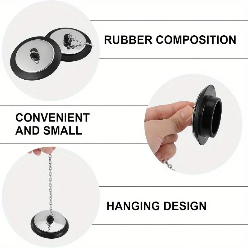 3-Pack Rubber Sink Plugs with Ball Chain – 43mm Drain Cover Sink Drain Plug Babs