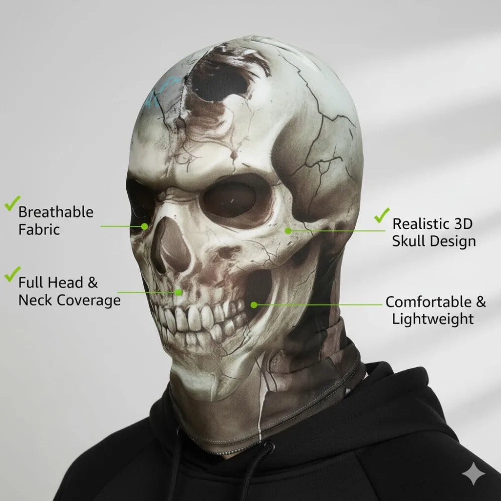 3D Skull Mask – Breathable Mesh Halloween Cosplay Costume Halloween Costume Mask Babs