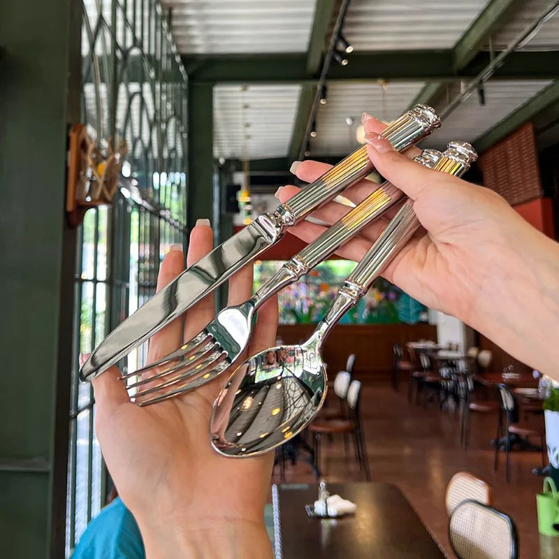 Roman Column Stainless Steel Cutlery Set – Knife Fork Spoon Stainless Steel Cutlery Babs