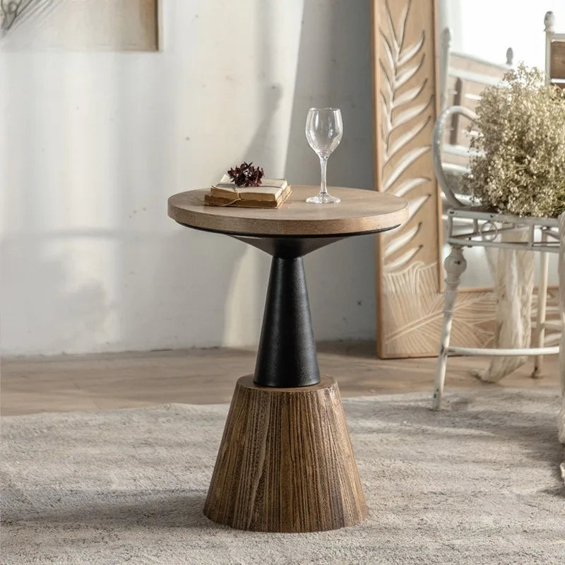 Round Solid Oak Coffee Side Table – Modern Minimalist Style Coffee Side Table Babs