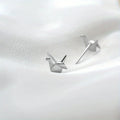 Origami Crane Stud Earrings – Silver-Plated Copper Pair Stud Earrings Babs 1pair