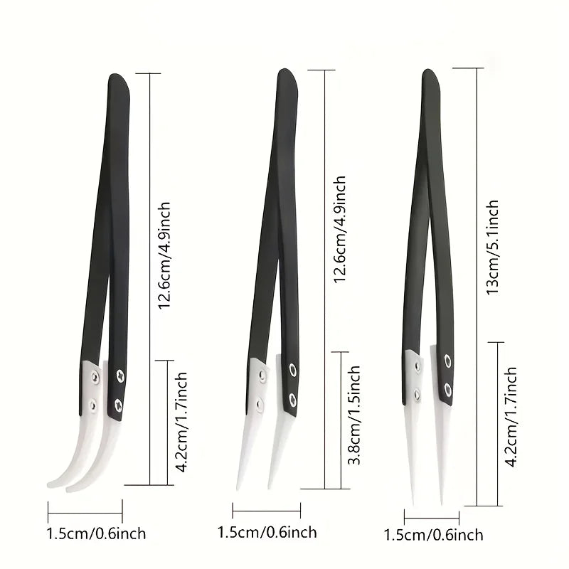 Anti-Static Ceramic Tweezers – Heat Resistant, Curved & Straight Tip Precision Tweezers Babs