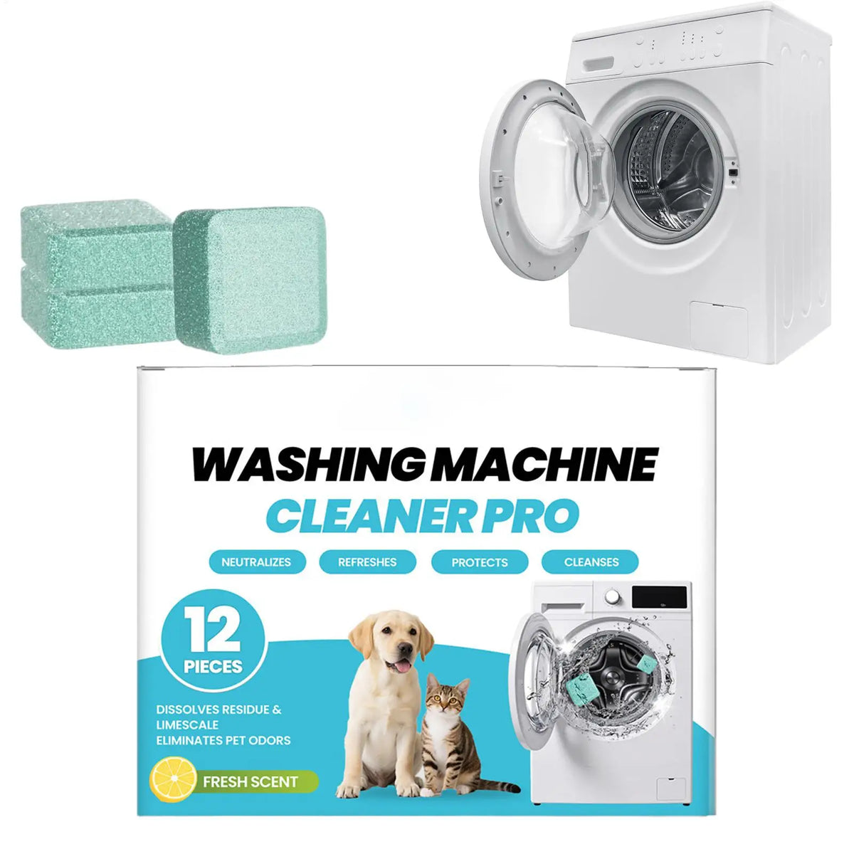 Washing Machine Cleaner Tablets for Pet Owners – 12pk Washing Machine Cleaner Babs