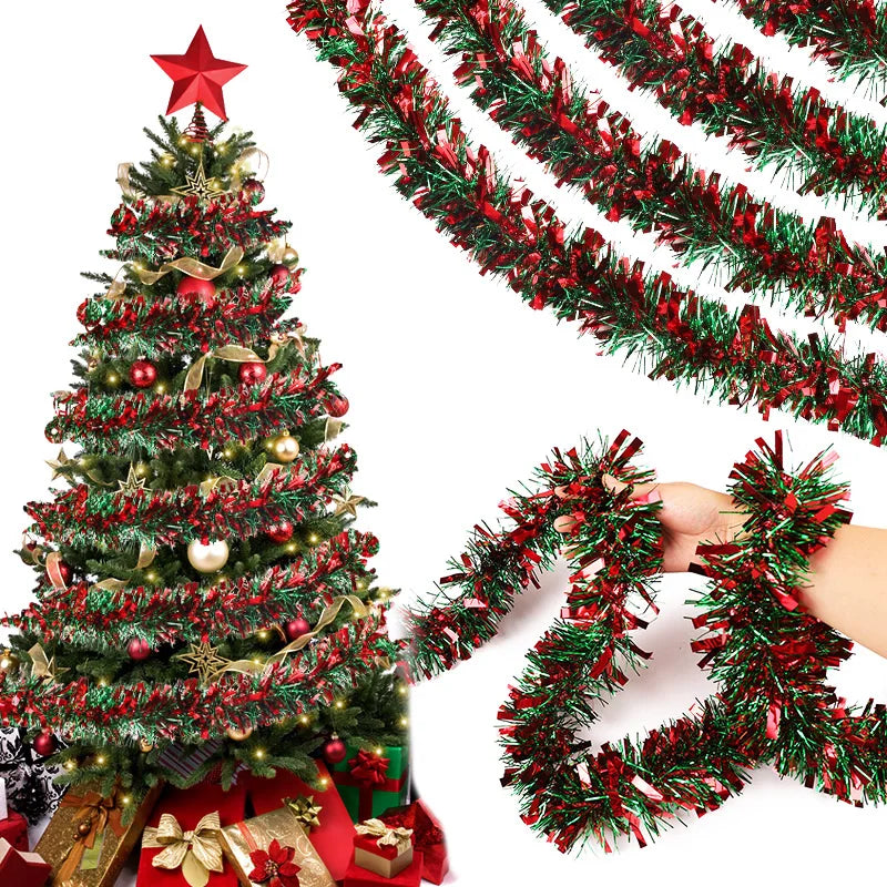 Christmas Tinsel Garland Red Green Xmas Tree Ornaments 1-5Pcs Christmas Tinsel Garland Babs A 5Pcs