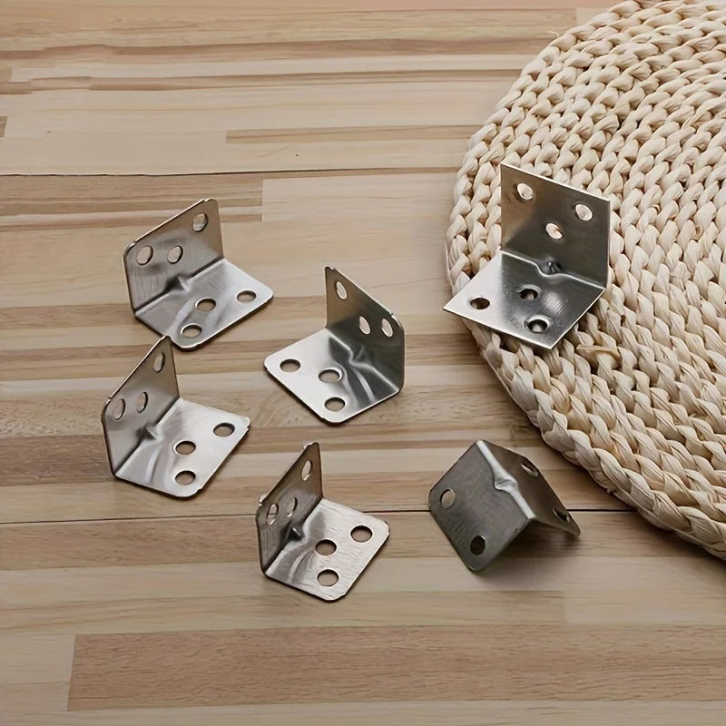 10pcs L-Shaped Metal Brackets 90° Angle Shelf & Cabinet Connectors Metal Corner Brackets Babs