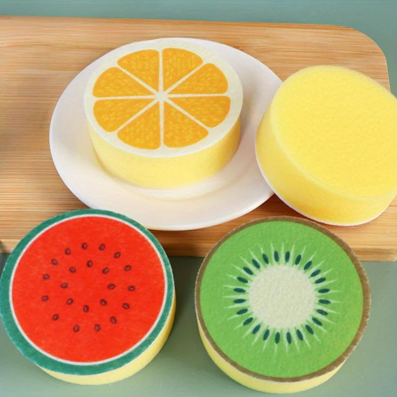 4-Pack Orange Slice Kitchen Sponges – Reusable Non-Woven Kitchen Sponge Set Babs