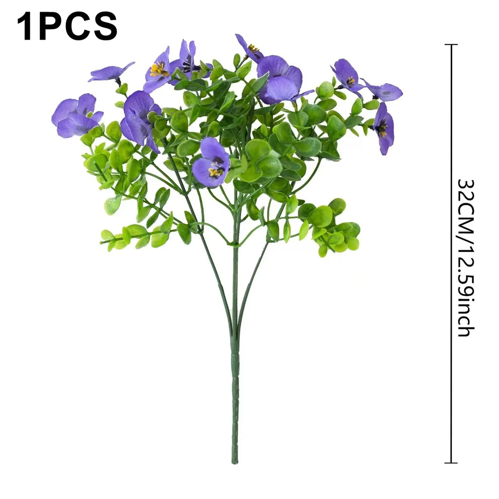 3 Bundles Artificial Silk Pansy Bouquet – Wedding & Home Décor Artificial Flower Bouquet Babs PURPLE 3 pcs