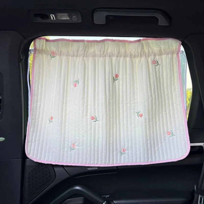 Cartoon Embroidered Baby Car Window Sunshade UV Curtain Baby Car Sunshade Babs tulip