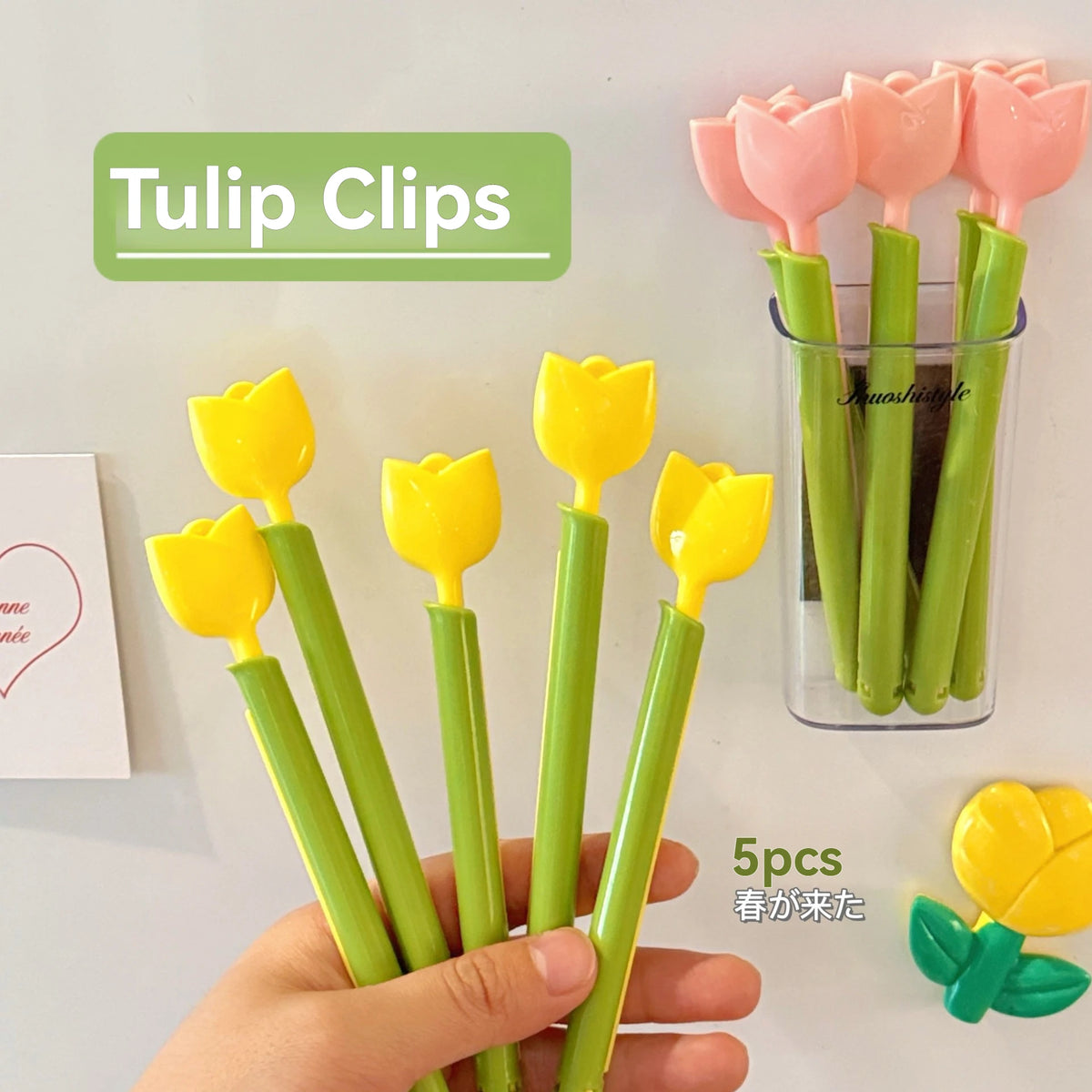 5-Pack Tulip Magnetic Bag Clips – Moisture-Proof Snack Sealer Food Storage Clips Babs