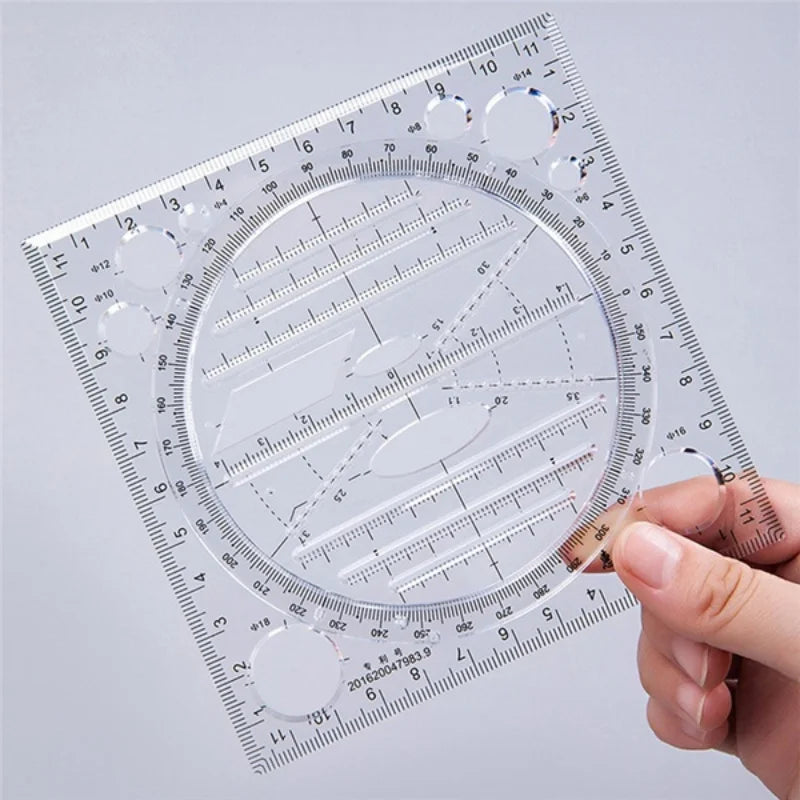 2pc Rotatable Drawing Template Ruler – Geometry & Drafting Tool Drafting Template Ruler Babs