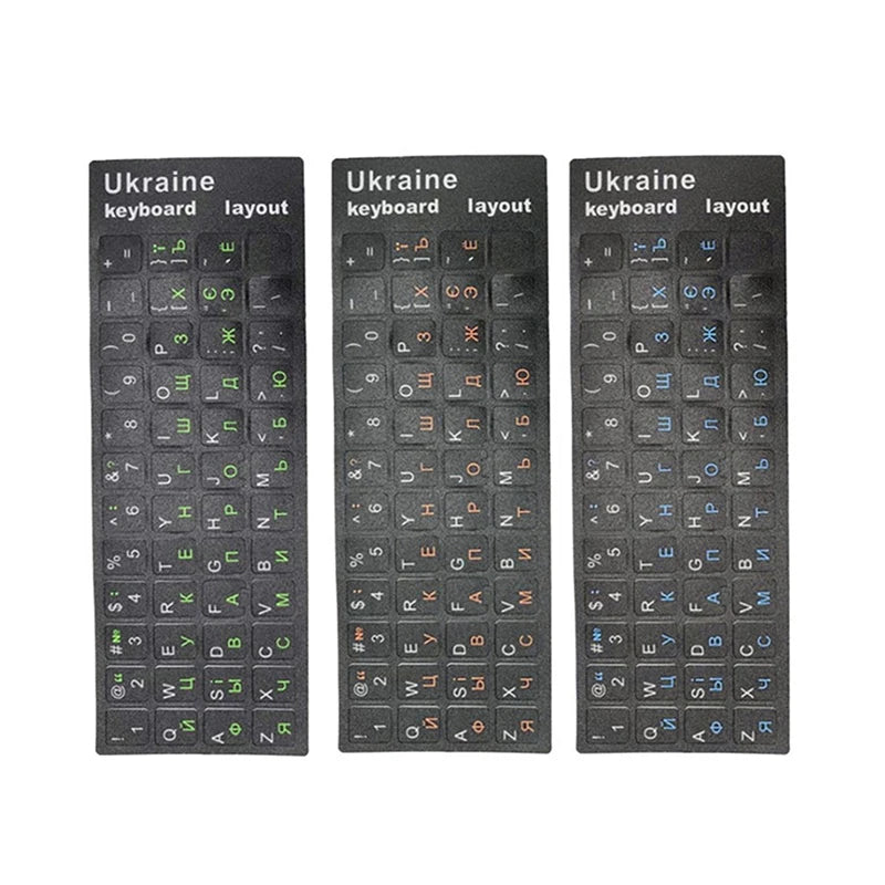 Ukrainian Keyboard Stickers – Black, Waterproof PVC for PC & Laptop Keyboard Stickers Babs