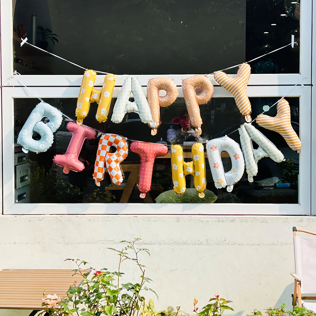 Happy Birthday Foil Balloon Banner – 16" Reusable Party Decor Foil Balloon Banner Babs