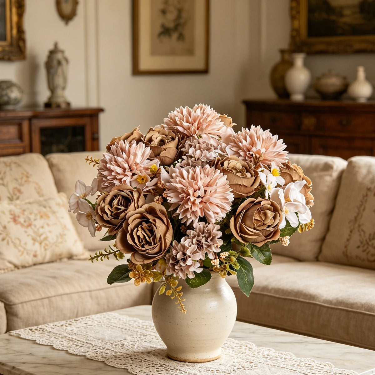 Silk Peony & Chrysanthemum Artificial Flowers for Weddings & Home Artificial Silk Flowers Babs