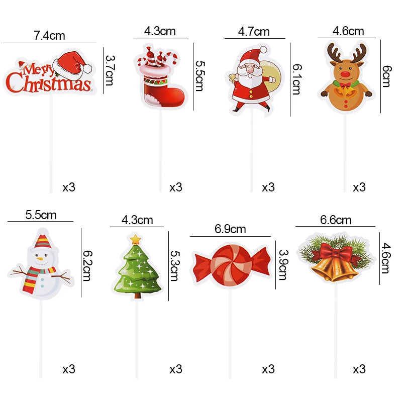 24/48Pcs Christmas Cupcake Toppers – Santa & Xmas Tree Picks Cupcake Toppers Babs