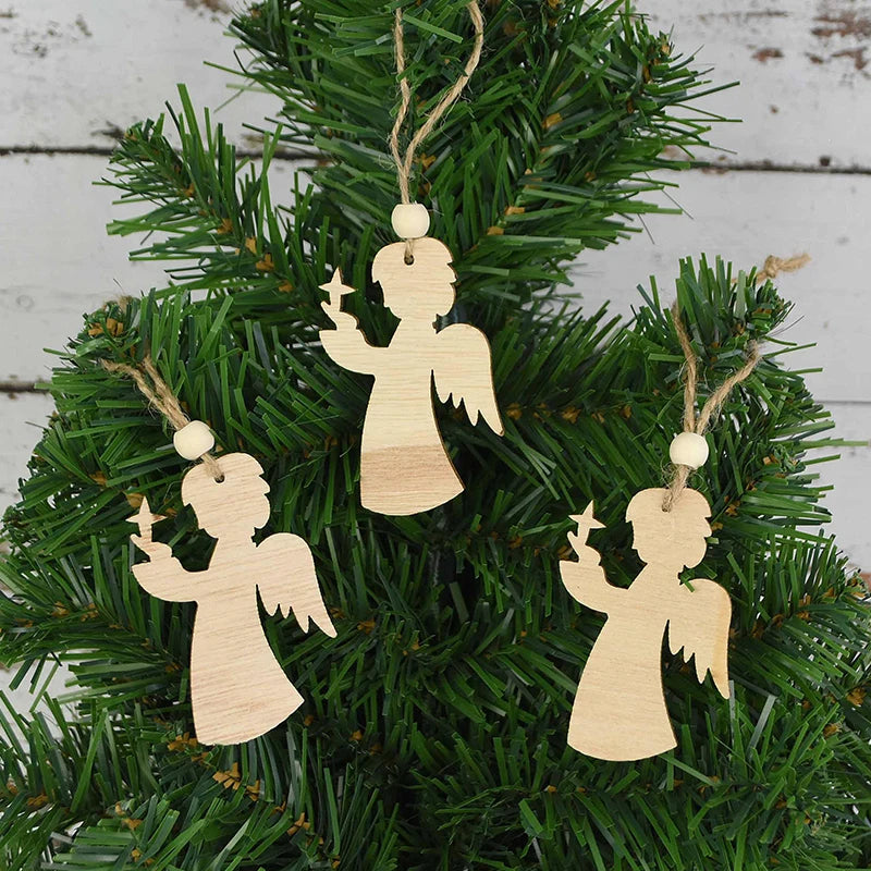 3pcs Vintage Christmas Wooden Ornaments – DIY Tree Pendants Christmas Tree Ornaments Babs P