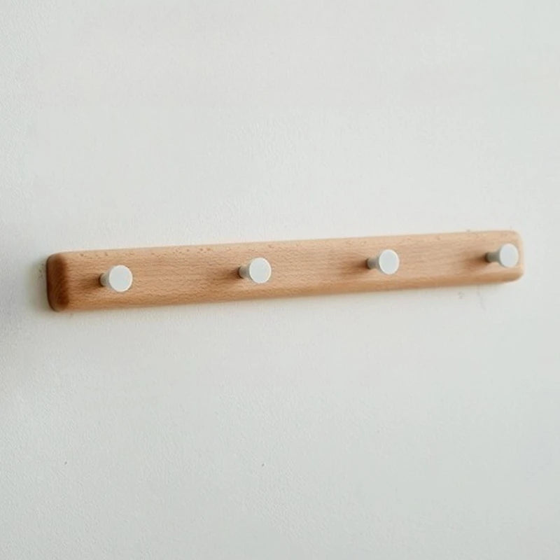 Minimalist Wooden Wall Coat Rack – 8 Hooks, 15kg Capacity Wall Coat Rack Babs Beech Wood Color 6 Hooks-65x4.5CM