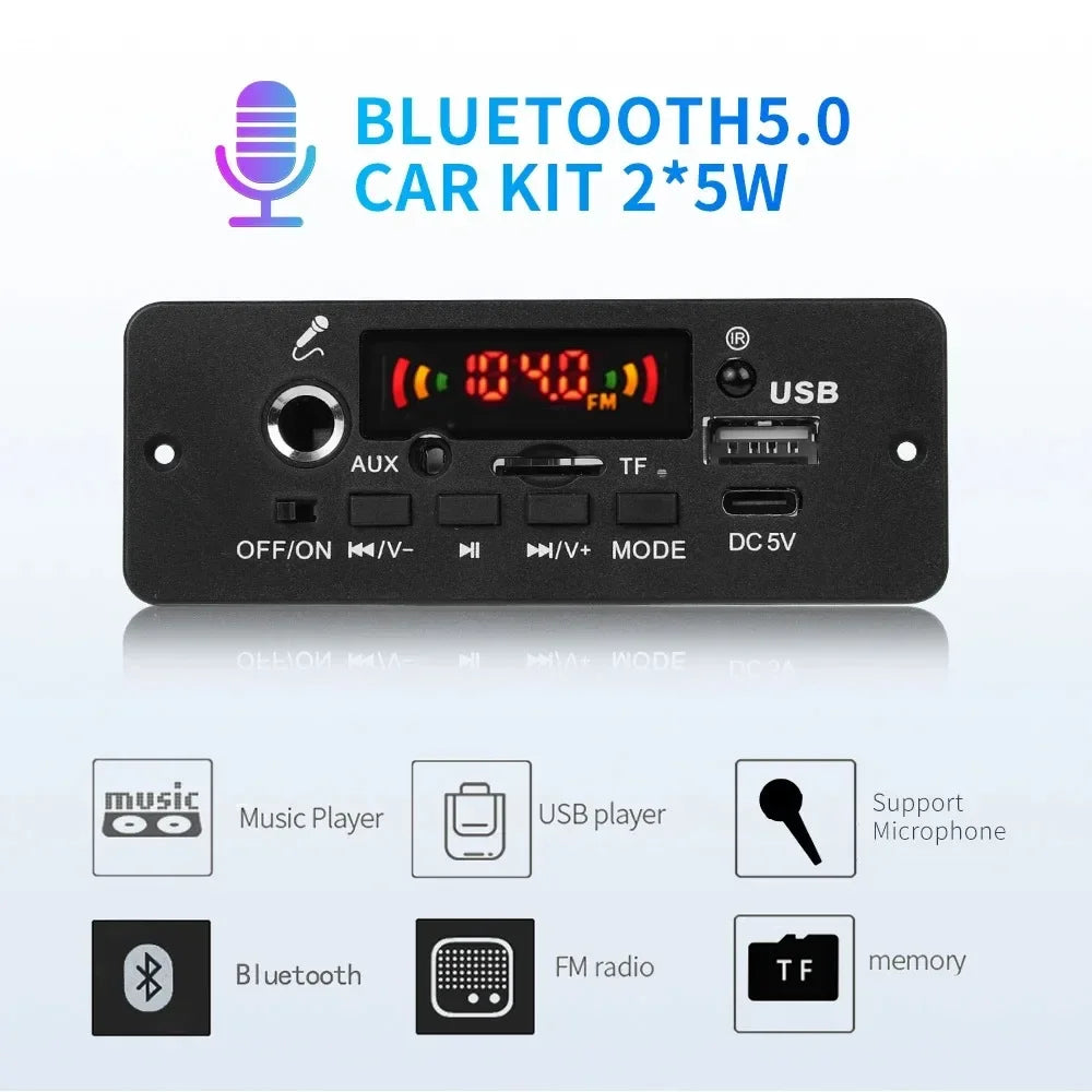 KEBIDUMEI Bluetooth 5.0 Amplifier MP3 FM Radio Decoder Board 10W Bluetooth Amplifier Board Babs