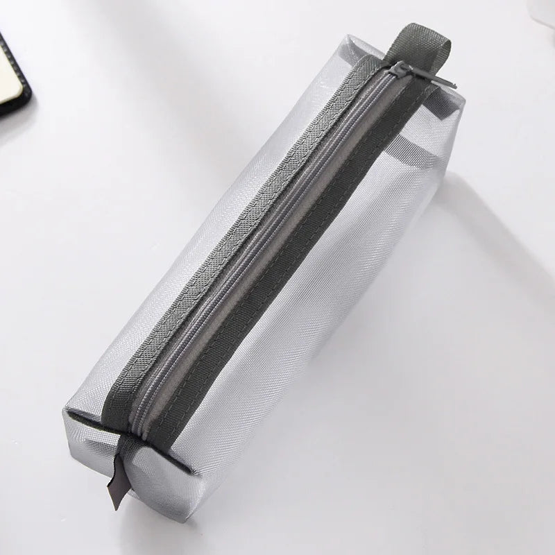 Transparent Mesh Pencil Case | Large Capacity Nylon Stationery Bag Mesh Pencil Case Babs Ash