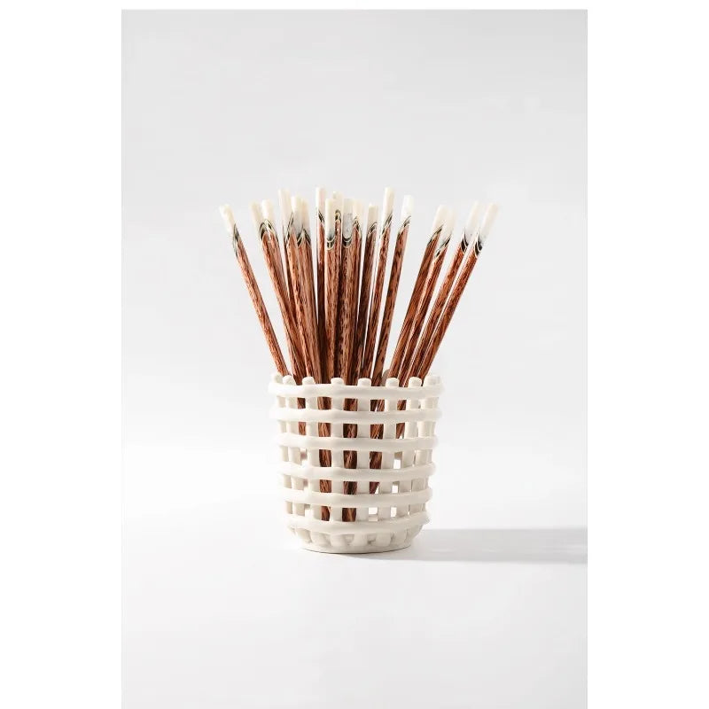 Hand-Carved Wave Pattern Wooden Chopsticks | Set of 5 or 10 Wooden Chopstick Set Babs