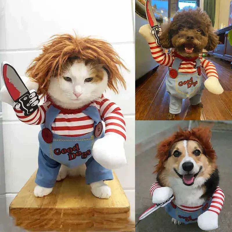 Halloween Deadly Doll Dog Costume Set – Funny Pet Outfit Pet Costume Set Babs