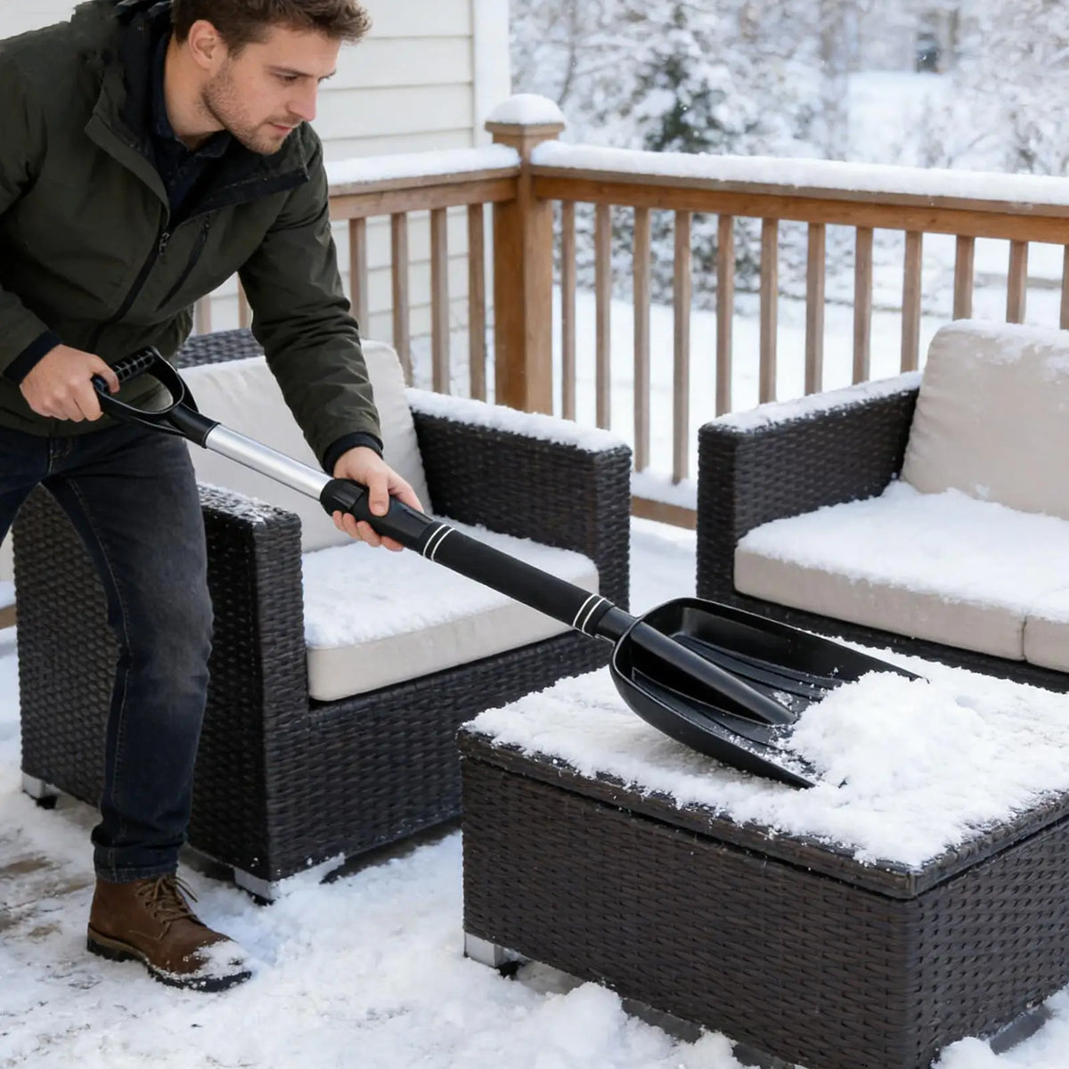 Ergonomic D-Handle Snow Pusher Shovel for Driveway & Patio Snow Pusher Shovel Babs