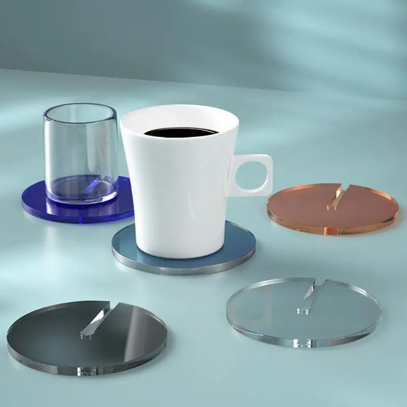 4-Pack Acrylic Coasters – Heat-Resistant Light Luxury Round Mats Acrylic Coaster Set Babs