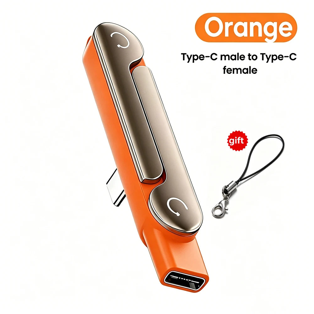 240W USB-C OTG Adapter with Foldable Phone Stand | 2-in-1 USB-C Charging Adapter Babs Orange