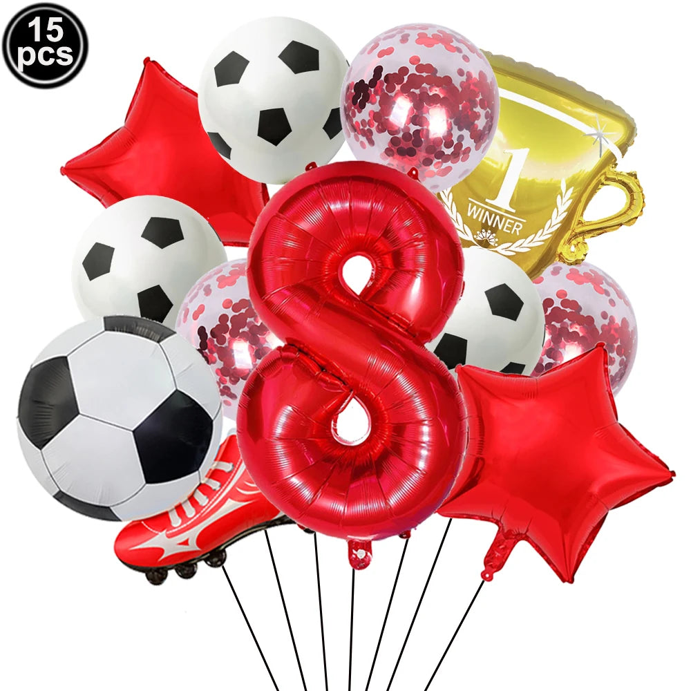 32" Soccer Ball Foil Balloon Set – Kids Birthday Party Decor Party Foil Balloons Babs Red Number 8 As pictures show