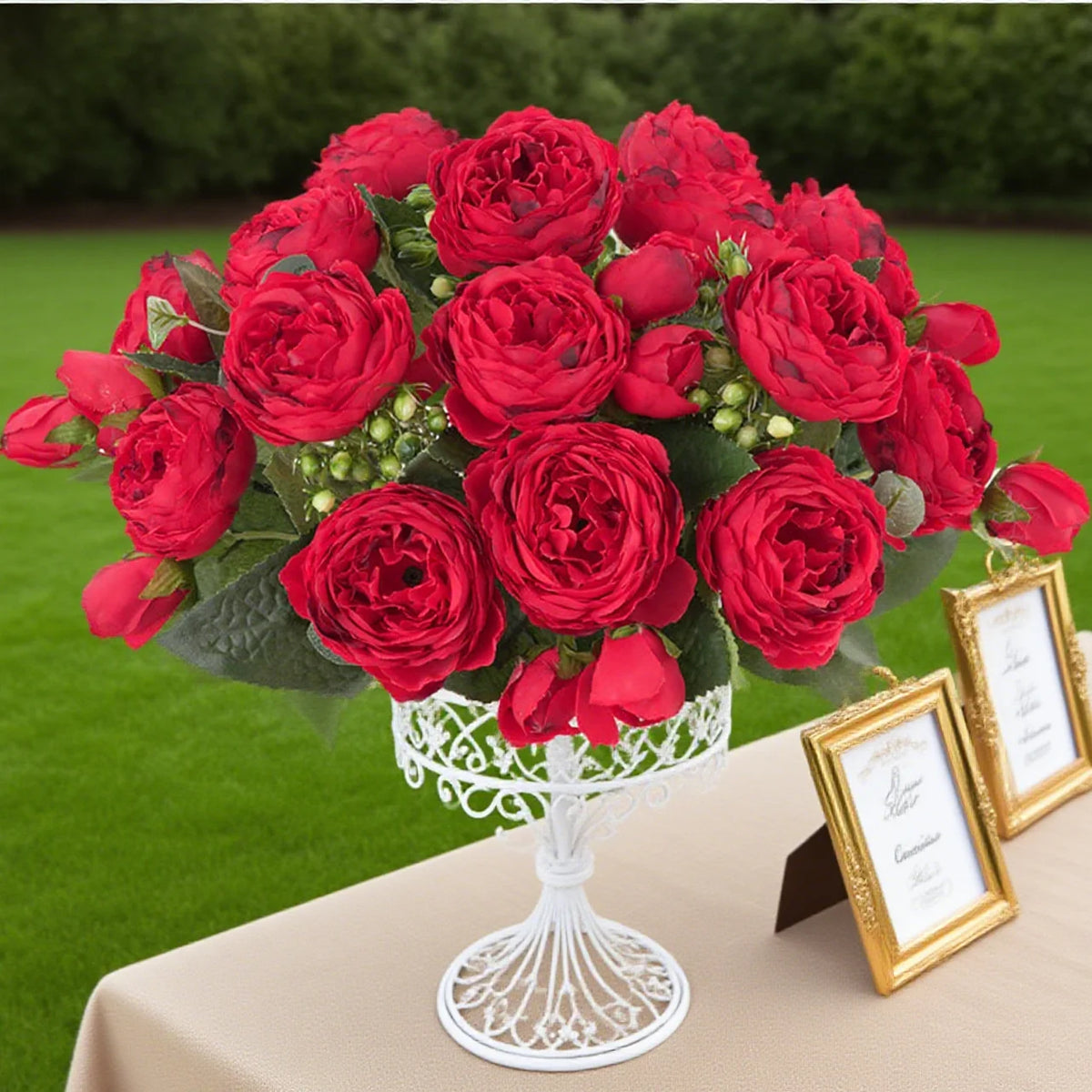 Silk Peony Rose Artificial Flower Bouquet – Wedding & Decor Artificial Flower Bouquet Babs
