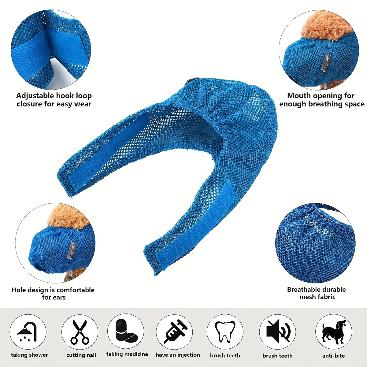 Adjustable Breathable Mesh Cat Muzzle for Safe Grooming Cat Grooming Muzzle Babs L S