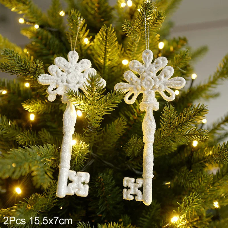 Christmas Tree Ornaments – Snowflake, Angel & Deer Pendants Christmas Tree Ornaments Babs 2pcs key