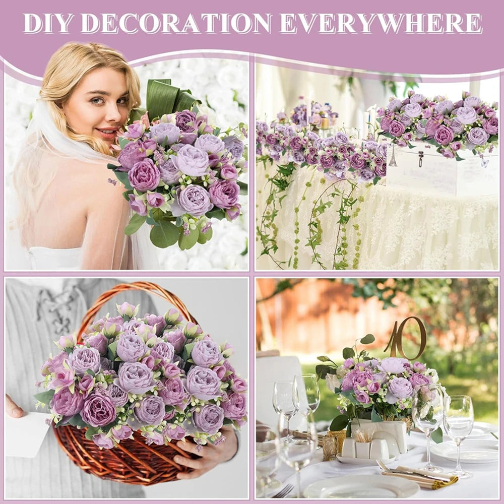 Silk Peony Artificial Flower Bouquet | UV Protection Wedding Décor Artificial Flower Bouquet Babs