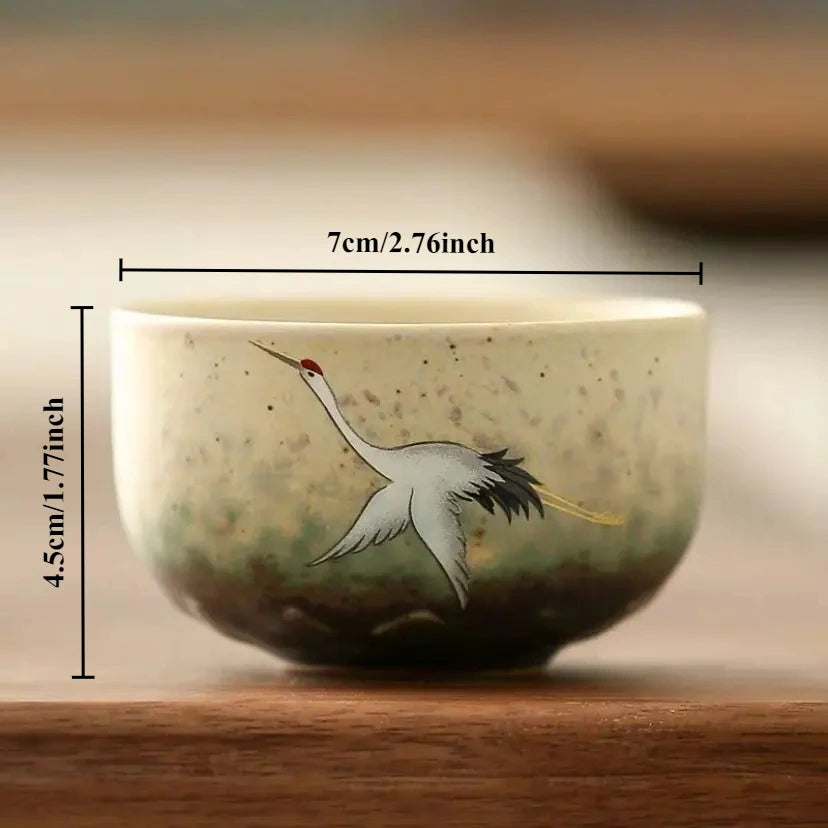 Retro Crane Ceramic Tea Cup – Chinese Style Porcelain Mug Ceramic Tea Mug Babs D 1PC <200ml