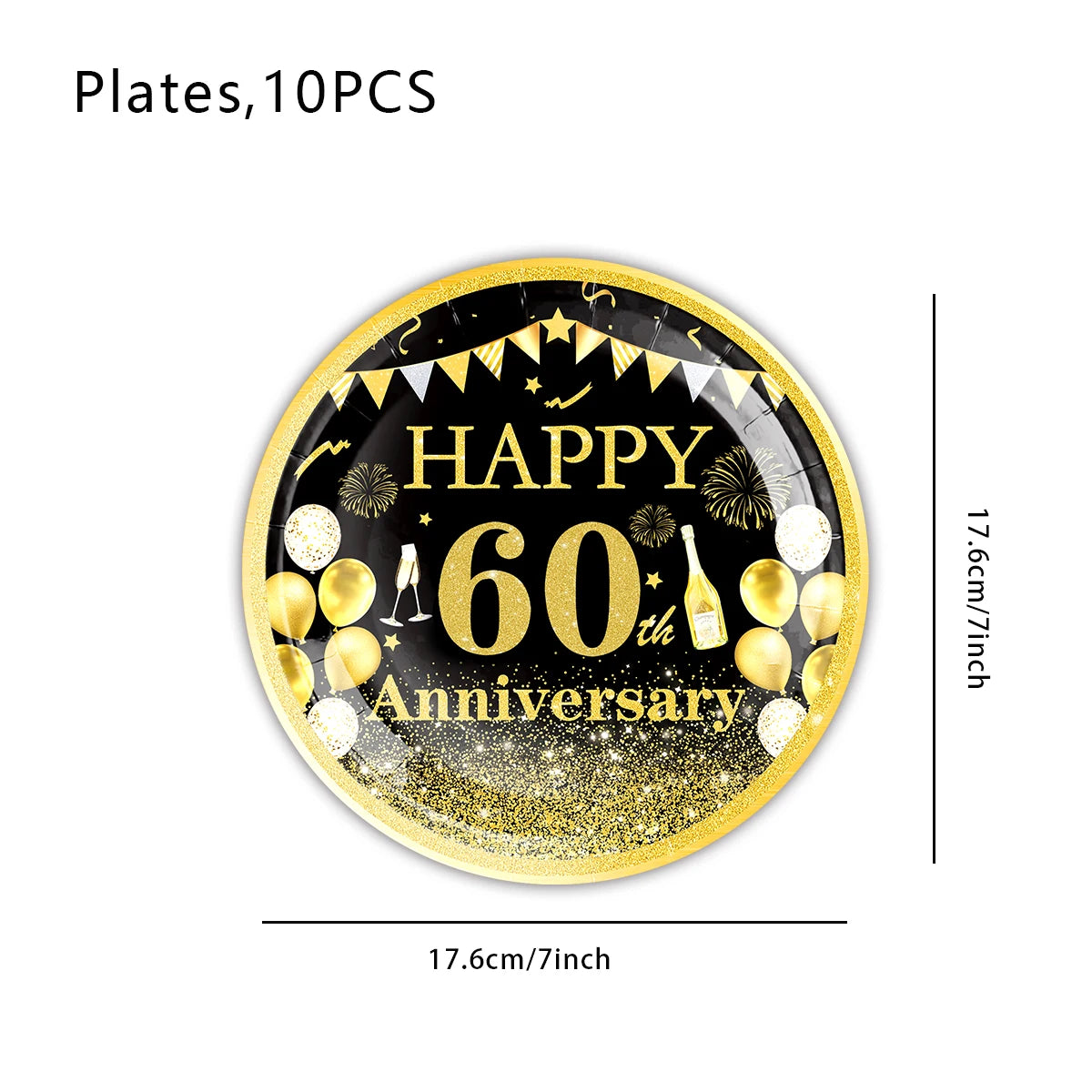 6pcs Black Gold 60th Birthday Water Bottle Labels & Stickers Birthday Party Stickers Babs Navy Blue As picture show