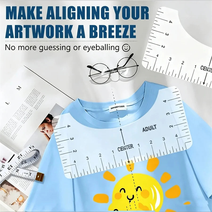 T-Shirt Alignment Ruler Guide Set – 4 Sizes Transparent PVC Sewing Alignment Ruler Babs