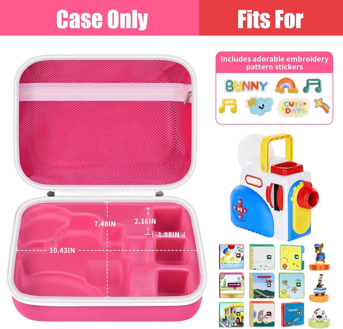 Little Tikes Story Dream Machine Storage Case + 5 DIY Patches Toy Storage Case Babs Pink Letters