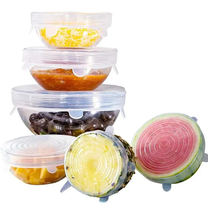 6-Pack Reusable Silicone Stretch Lids for Cans & Bowls Silicone Food Lids Babs