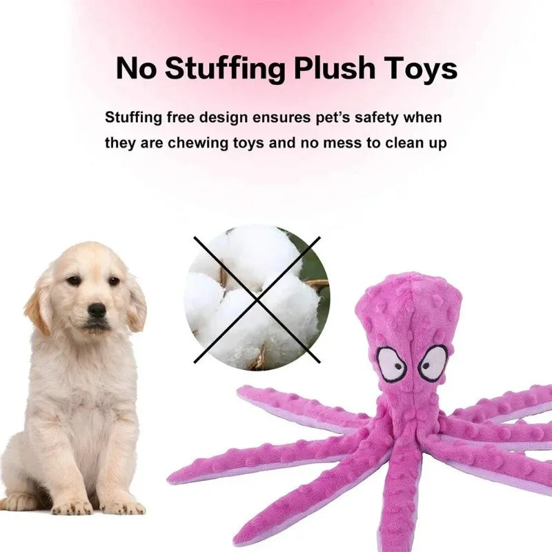 Interactive Squeaky Octopus Dog Toy – Plush Chew & Teething Interactive Dog Toy Babs