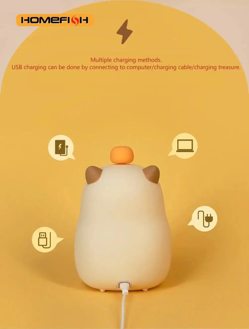 Capybara LED Night Light & Digital Alarm Clock – Dimmable LED Night Light Clock Babs