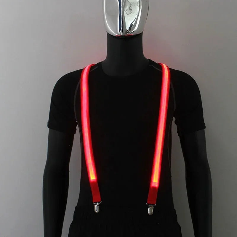 LED Light Up Suspenders & Bow Tie Set – Glow Party Costume LED Costume Accessories Babs