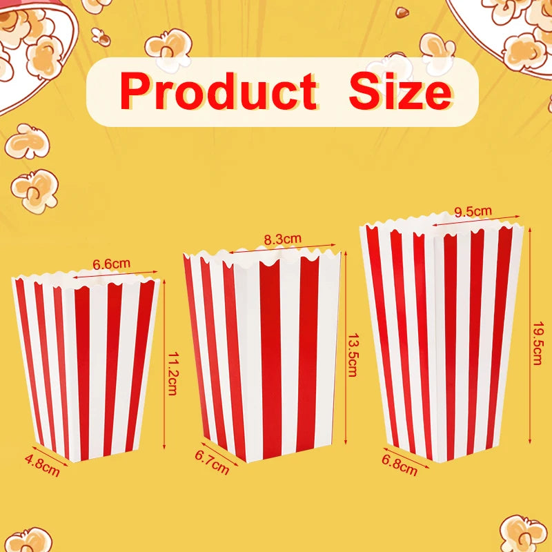 12pcs Popcorn Boxes & Snack Cups – Movie Night Party Supplies Party Snack Containers Babs