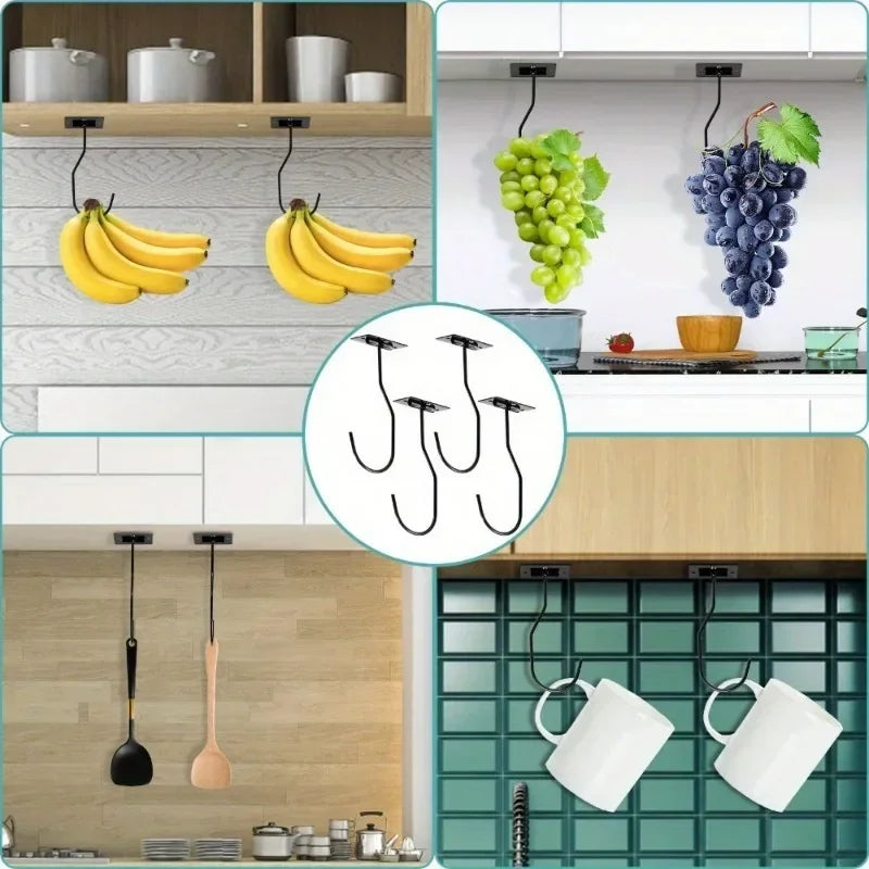 Under Cabinet Banana Holder Hook – 2 or 4 Pcs | Iron Hanger Cabinet Storage Hook Babs