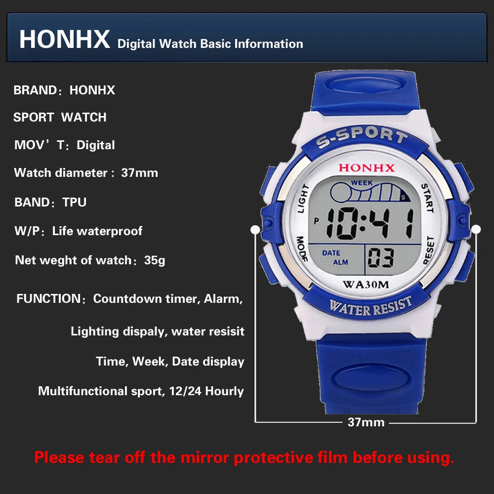Kids Digital LED Sport Watch – Alarm, Date & Stopwatch Kids Digital Watch Babs