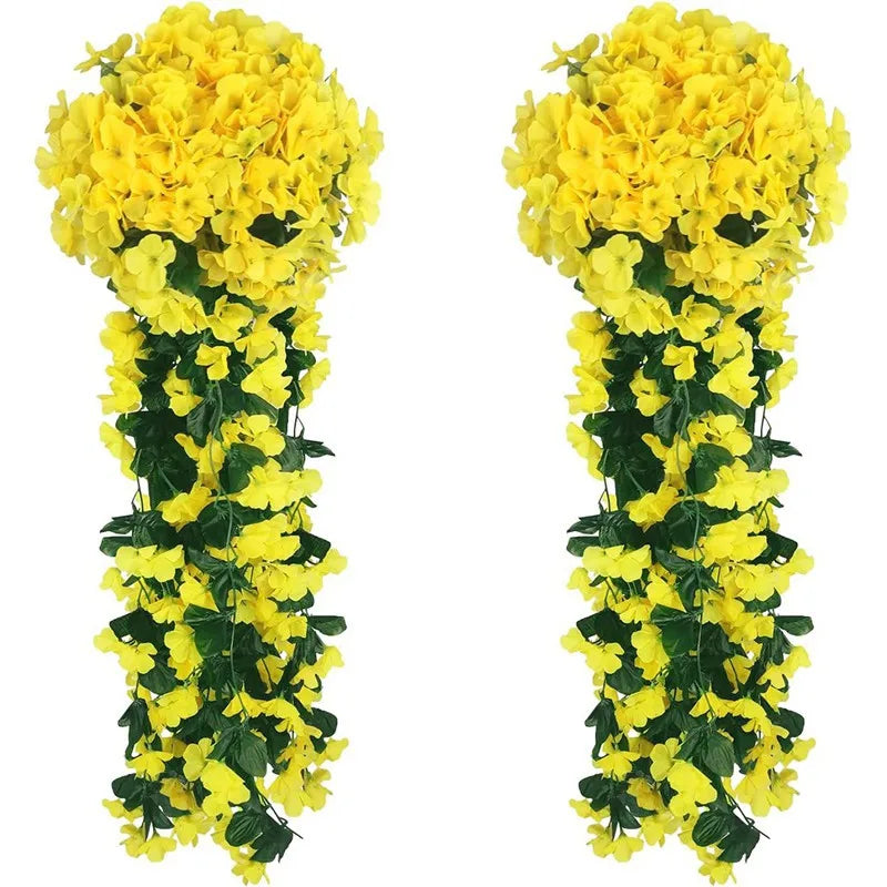 Artificial Silk Rose Vine Garland – Wedding & Wall Decor Artificial Flower Garland Babs Yellow 2 pcs
