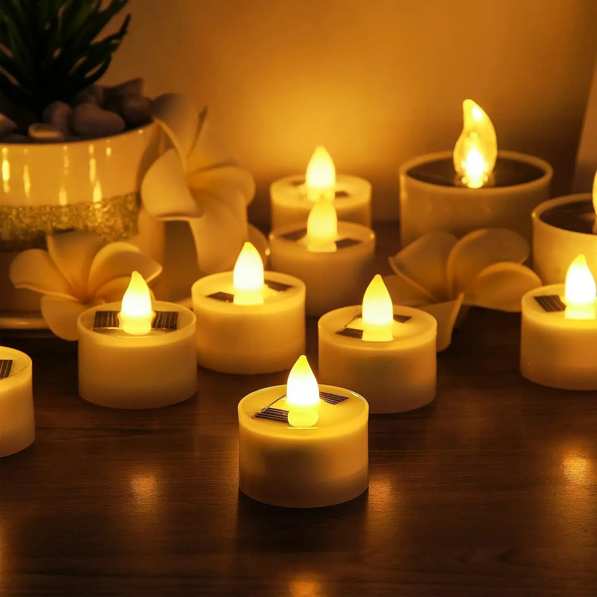 Solar Flameless Flickering Tea Lights for Outdoor & Home Decor Solar Flameless Candles Babs