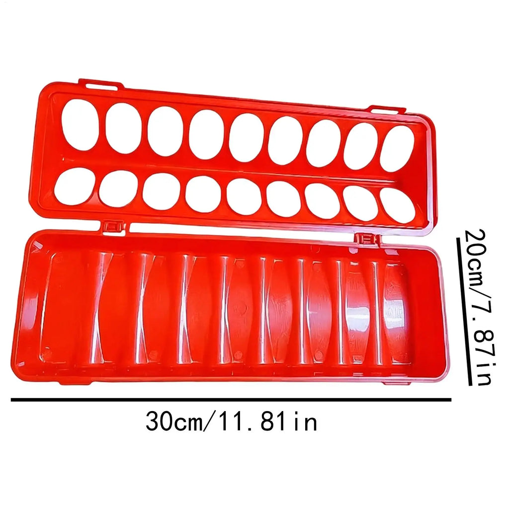 18-Hole Double Row Poultry Ground Feeder Trough – Red Poultry Feeder Trough Babs