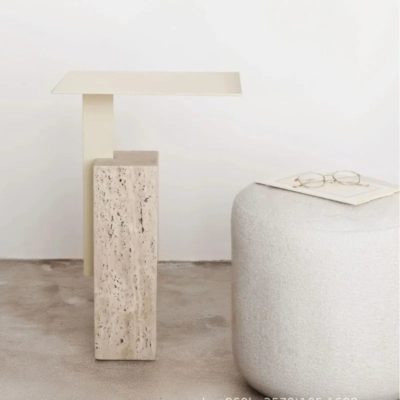 Modern Stone & Steel Side Table – Minimalist Coffee Table Coffee Side Table Babs
