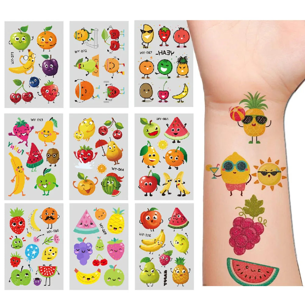Fruit Temporary Tattoos for Kids – 10 Sheets Party Favors Temporary Tattoos Babs
