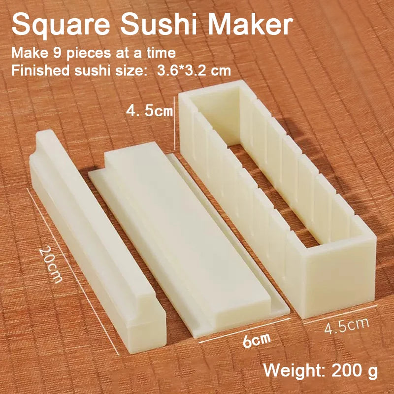 Sushi Maker Mold Set – Round, Square & Heart Onigiri Molds Sushi Mold Set Babs White Small Square
