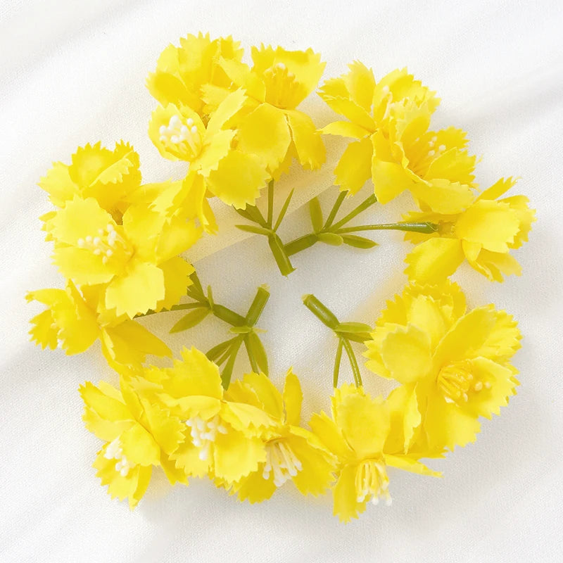 10/20Pcs 7cm Silk Artificial Rose Flower Heads – Wedding & Home Décor Artificial Flower Heads Babs Yellow 20Pcs